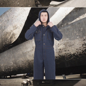 Combinaison de travail en denim et coton respirante à manches longues, uniforme utilitaire, vêtements de protection industrielle, tenue de travail d'usine - Product Image 3