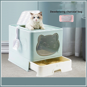 Bac à litière pour chat à entrée supérieure, toilette pour chat fermée avec tiroir, filtre désodorisant et pelle à litière pour chats d'intérieur - Product Image 2