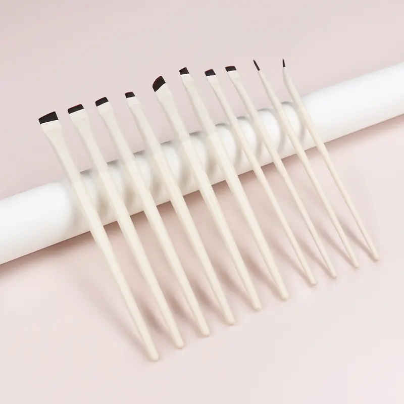 Custom Logo Low MOQ Flat Wooden Ultra-thin Angled Eyebrow Brush Angle Brush For Eye Brows Makeup Eyebrow Defining