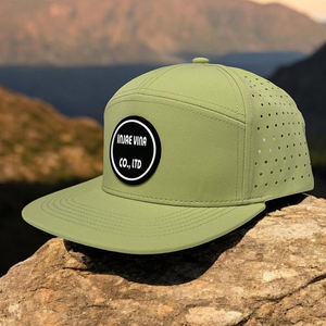 Oem Wholesale Custom Rubber Patch Logo Sports <b>Hat</b> 7 Panel <b>Flat</b> Brim Gorras High Quality Polyester Laser Cut Hole Snapback <b>Cap</b> - Product Image 6