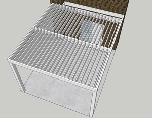 <span class=keywords><strong>Pergola</strong></span> Addossata <span class=keywords><strong>da</strong></span> Esterno Impermeabile in Alluminio con Sistema di Copertura Bioclimatica e Tenda <span class=keywords><strong>a</strong></span> Lamelle Orientabili Motorizzata - Product Image 2
