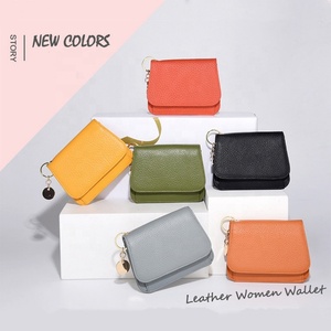 Custom Vintage Coin <b>Purse</b> Fold Mini Genuine Leather Women Minimalist Zipper Wallet Short Coin <b>Purse</b> - Product Image 6