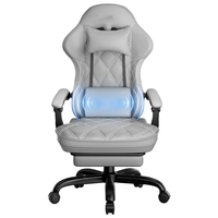 Chaises de jeu pour ordinateur en cuir PU respirant, siège large et spacieux, gris, avec vibration et chauffage, massage à 7 points, pour ensemble chaise et table