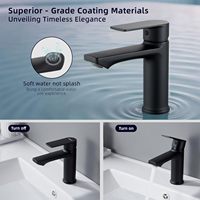 Robinet de lavabo monocommande noir mat contemporain, à poser sur le comptoir, pour salle de bain