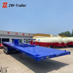 New Design 3 axles 40 50 60 tons Payload Container Transport Twist Lock 20ft 40ft Flatbed semi Trailers