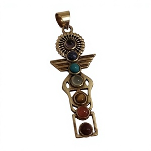 หินหลายเจ็ดจี้จักระโบฮีเมียนสีทองทองเหลือง7จักระ - Product Image 3
