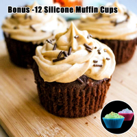 Moule à cupcakes et brownies en silicone SILIKOLOVE Factory Red 12 cavités, antiadhésif, sans BPA, conforme LFGB, pour la cuisson de gâteaux et muffins