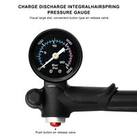 Pompe à air pour fourche de vélo de montagne RIDERACE avec manomètre, en alliage d'aluminium, 300 PSI, pompe à main pour pneus de vélo, compatible avec les valves Schrader et Presta