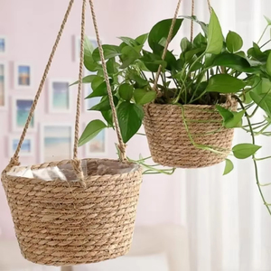 Panier <span class=keywords><strong>de</strong></span> rangement intérieur/extérieur en macramé pour plantes, jardinière suspendue avec corde <span class=keywords><strong>de</strong></span> jute, support <span class=keywords><strong>de</strong></span> <span class=keywords><strong>pot</strong></span> <span class=keywords><strong>de</strong></span> fleurs tissé, cintres décoratifs pour la maison - Product Image 1
