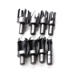 Plug Cutting Bits 8 Pc Set Carbide Woodworking Drill Bit For Hole Opening Cylindrical <b>Reamer</b> With Round Shank - Product Image 1