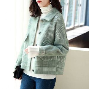 <span class=keywords><strong>2022</strong></span> nuevo estilo coreano para <span class=keywords><strong>mujer</strong></span>, abrigo con cuello de solapa de lana de piel sintética de visón para <span class=keywords><strong>mujer</strong></span>, ropa de <span class=keywords><strong>mujer</strong></span> de otoño e invierno, chaqueta informal dulce a cuadros de punto - Product Image 3