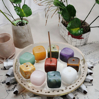 Porte-encens en cristal naturel multicolore, base d'aromathérapie en pierre de guérison, méditation, yoga, décoration de la maison, cadeau pour femmes
