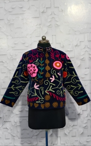 Latest Vintage Long Suzani velvet Jacket Women Elegant Casual Hand Embroidered Winter Coat Cozy <b>Cardigan</b> Dress Beach Free - Product Image 2