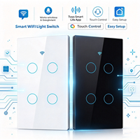 Interrupteur intelligent Tuya, contrôle par application, écran AMOLED tactile, interrupteur mural intelligent 1/2/3 voies + RF 433, norme américaine, Wi-Fi 110-240V