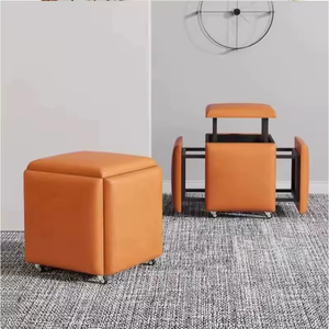 Móvil <span class=keywords><strong>de</strong></span> cuero multifuncional 5 en 1 para taburete <span class=keywords><strong>de</strong></span> <span class=keywords><strong>cubo</strong></span> Rubiks, solución <span class=keywords><strong>de</strong></span> almacenamiento portátil y otomana para uso en dormitorio o Hotel - Product Image 1
