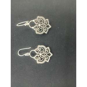 Pendientes de Aro de Moda, Chapados en Oro, con Diseño Étnico de Totem, Estilo Bohemio, Hechos a Mano, con Flores Talladas en Plata Antigua India - Product Image 1