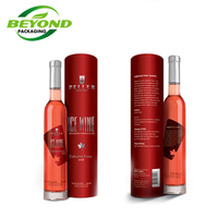 Boîte-cylindre en carton rigide de luxe avec logo personnalisé pour une seule bouteille de vin rouge ou de liqueur, emballage cadeau avec ruban