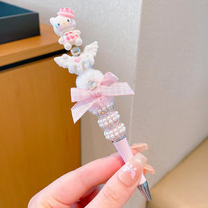 Stylo à bille en métal neutre mignon pour filles, avec nœud, diamant, dessin animé, peluche, spinner, 0,5 mm, écriture lisse noire - Product Image 5