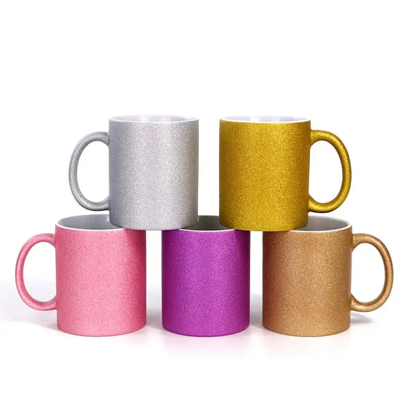 Tazas de café de sublimación de brillo, revestimiento flash artesanal, taza personalizada en blanco para regalo y promoción