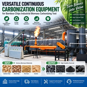 Équipement de carbonisation continue polyvalent pour copeaux de bambou, outil de carbonisation de biomasse industrielle 40kW 380V en acier au carbone - Product Image 1