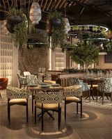 Ensembles de chaises de restaurant en métal rembourrées de luxe avec accoudoirs incurvés, design moderne pour usage commercial et hôtelier