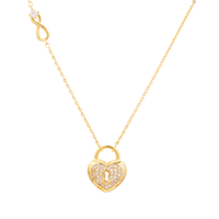 Collier pendentif serrure coeur en or à la mode pour femmes chaîne fermoir Figure 8 polyvalente avec style vintage et zircon incrusté