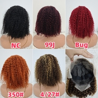 Promotion 24 USD Perruques Bob Jerry Curly 13x4 Cheveux Humains Vierges Naturels 350 #   Perruques en dentelle suisse pré-épilées, vente en gros d'usine