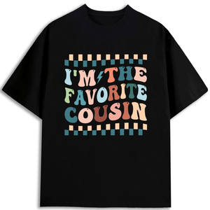 T-shirt pour homme « I'm The Favorite Cousin », 100 % coton, col rond, manches courtes, motif imprimé, tissu jersey anti-boulochage - Product Image 1