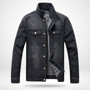 Men's Denim <b>Jacket</b> Folded Collar Casual Cotton <b>Jacket</b> Autumn Regular Fit Single Breasted Button Front - Product Image 4