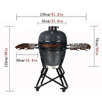 Kimstone Céramique d'extérieur 21 pouces pour charbon de bois rond Kamado Joe Grill Fumoir de barbecue portable réglable pour les fêtes à usage domestique