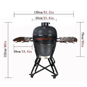 Kimstone Cerámica para Exteriores, Parrilla Redonda de Carbón, <span class=keywords><strong>Kamado</strong></span> <span class=keywords><strong>Joe</strong></span>, Ahumador de Barbacoa Portátil Ajustable para Fiestas, Uso Doméstico, 21 Pulgadas - Product Image 2
