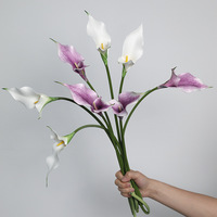 Handgefertigte Plastik-Realistische Doppelblatt-Calla-Lilie Alocasia Künstliche Blume Heimdekoration Chinesischer Stil Hochzeitsornamente