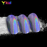 Poudre de pigment pour ongles YICAI à effet arc-en-ciel, transparente, holographique, laser, oxyde de fer inorganique