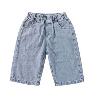Pantalones Cortos de Lona Vaquera Estilo Hip Hop para Hombre, 100% Algodón Lavado, Cintura Elástica, Color Sólido, Bordado, Estilo Casual de Verano con Bolsillos - Product Image 1
