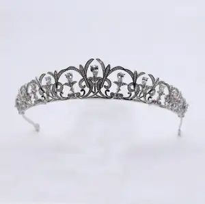 Rakol APHAN143 Full Zircon Crystal Brides Tiaras Crowns Silver Wedding Hairbands Royal Princess Evening Hair Jewelry