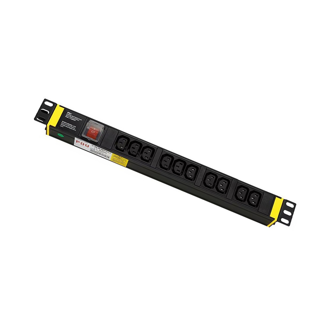 IEC C13 10 Way 19" 1U Rack Mount PDU Power Strip Black Switched Socket Heavy-Duty Aluminium Alloy Power Distribution Unit Data