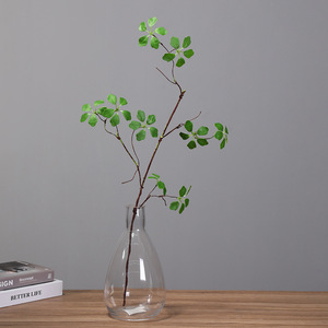 Branche artificielle de Pieris Japonica, fausse branche sèche pliable avec feuilles vertes <span class=keywords><strong>et</strong></span> rouges automnales pour vase au sol Wabi Sabi, décoration intérieure - Product Image 3