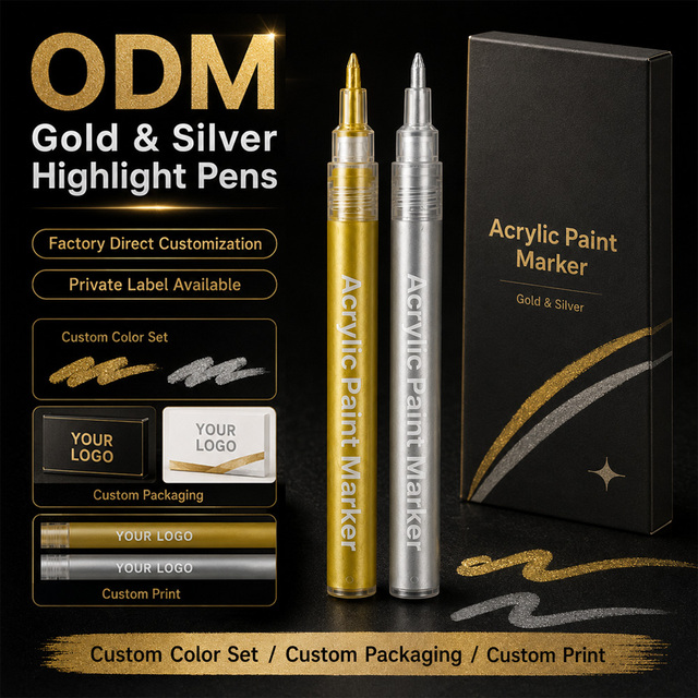 ODM Acrylic Highlight Marker Pens Custom Color Development Fine Tip Brightening Highlighting Marker for Art Craft Brand Supplier