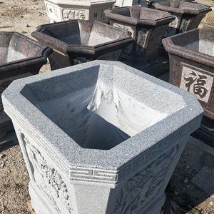 Pot de fleur en pierre antique sculpté à la main jardinière en pierre <span class=keywords><strong>aquarium</strong></span> Pots d'eau ronds gravure antique pour jardin cour paysage - Product Image 4