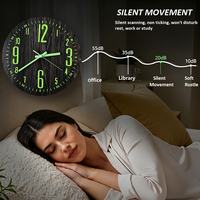 Horloge murale de 12 pouces, style Art déco antique, design lumineux, aiguilles en quartz MDF, simple face, pour salon, chambre, bureau, veilleuse