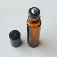 En stock, flacons à bille en verre épais ambré de 10 ml, vides, pour huiles essentielles et parfums, avec bille en métal