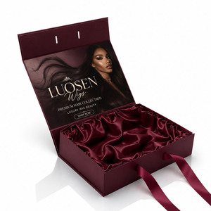 Individuell Bedruckte Logo-Perückenverpackungsboxen Luxuriöse Magnetische Geschenkbox für Haarverlängerungen und Perücken mit Satin-Innenfutter - Product Image 3