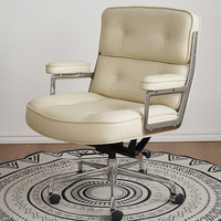 Nouvelle chaise de bureau ergonomique nordique, chaise de bureau en cuir rétro, réglage de la hauteur confortable, chaise de direction pour la maison et l'étude
