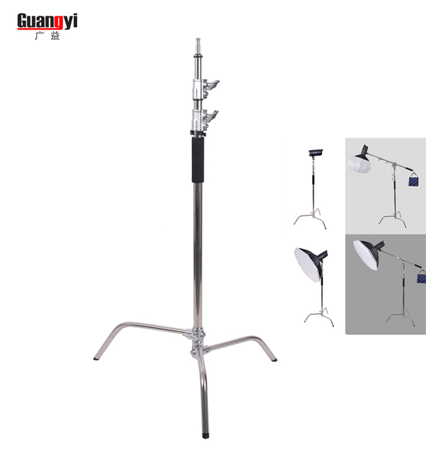 Guangyi Stainless Steel C Stand Tripod 1.2-3.3m Extendable Heavy-Duty Flash Light for Custom Design Studio Light Stand