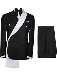 Bộ vest nam cổ shawl cổ điển, vest cưới doanh nhân cao cấp, bộ 2 mảnh, size lớn, vest chú rể màu trắng - Product Image 4