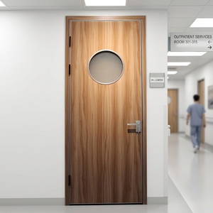 Portes de clinique en bois pré-assemblées HPS HPL, design moderne, norme CE, avec vitre, pour cliniques et hôpitaux - Product Image 1
