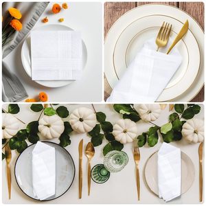 Bulk Groothandel 40*40Cm Hoge Kwaliteit 100% Katoen Mannen Witte Zakdoeken Grote Klassieke Zakdoeken Met Strepen Voor Dagelijks Gebruik Cadeau - Product Image 5