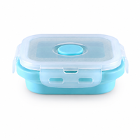 Boîte à lunch carrée mini pliable en silicone, compatible micro-ondes, avec couvercle verrouillable, pour la préparation des repas et les voyages (vente en gros)