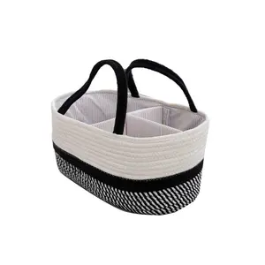 Custom Baby Diaper Caddy Organizer Mommy Nappy Bag Price Tote Cotton Rope Basket Nursery Storage Diaper Caddy Bag For Baby