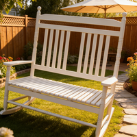 Fauteuil à bascule double Grace en bois de peuplier, design moderne et bien conçu, pour la maison, le salon, le balcon, la chambre, l'hôtel